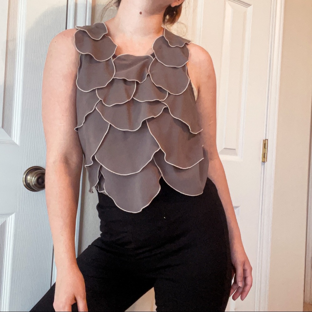 Layered Scallop Detail Blouse Perfect Neutral Closet Staple